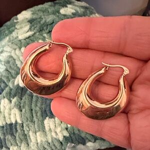 Gold Tone Crescent Hoop Earrings - Women's Jewelry